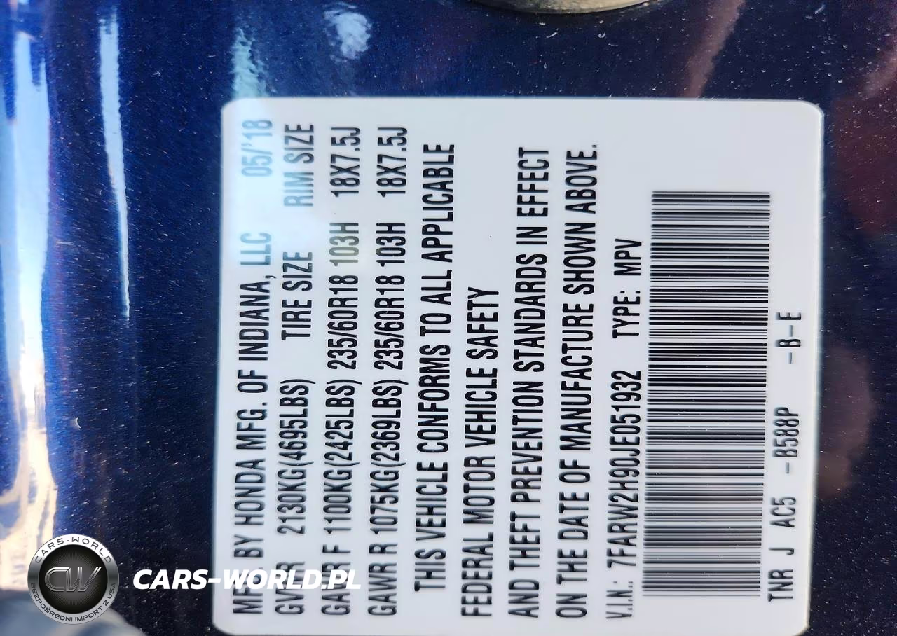 2018 Honda Cr-V Touring VIN:7FARW2H90JE051932 - 13