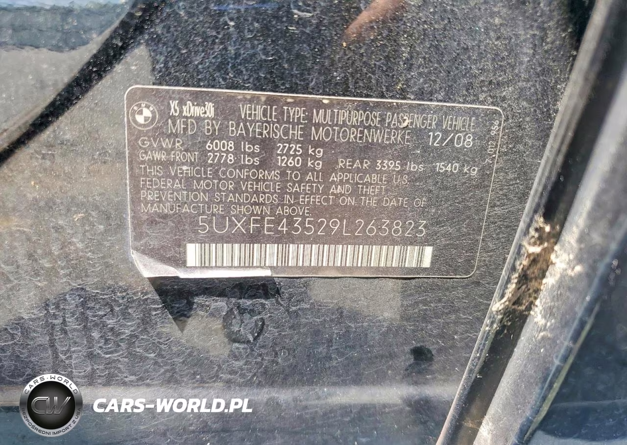 2009 BMW X5 xDrive30I VIN:5UXFE43529L263823 - 13