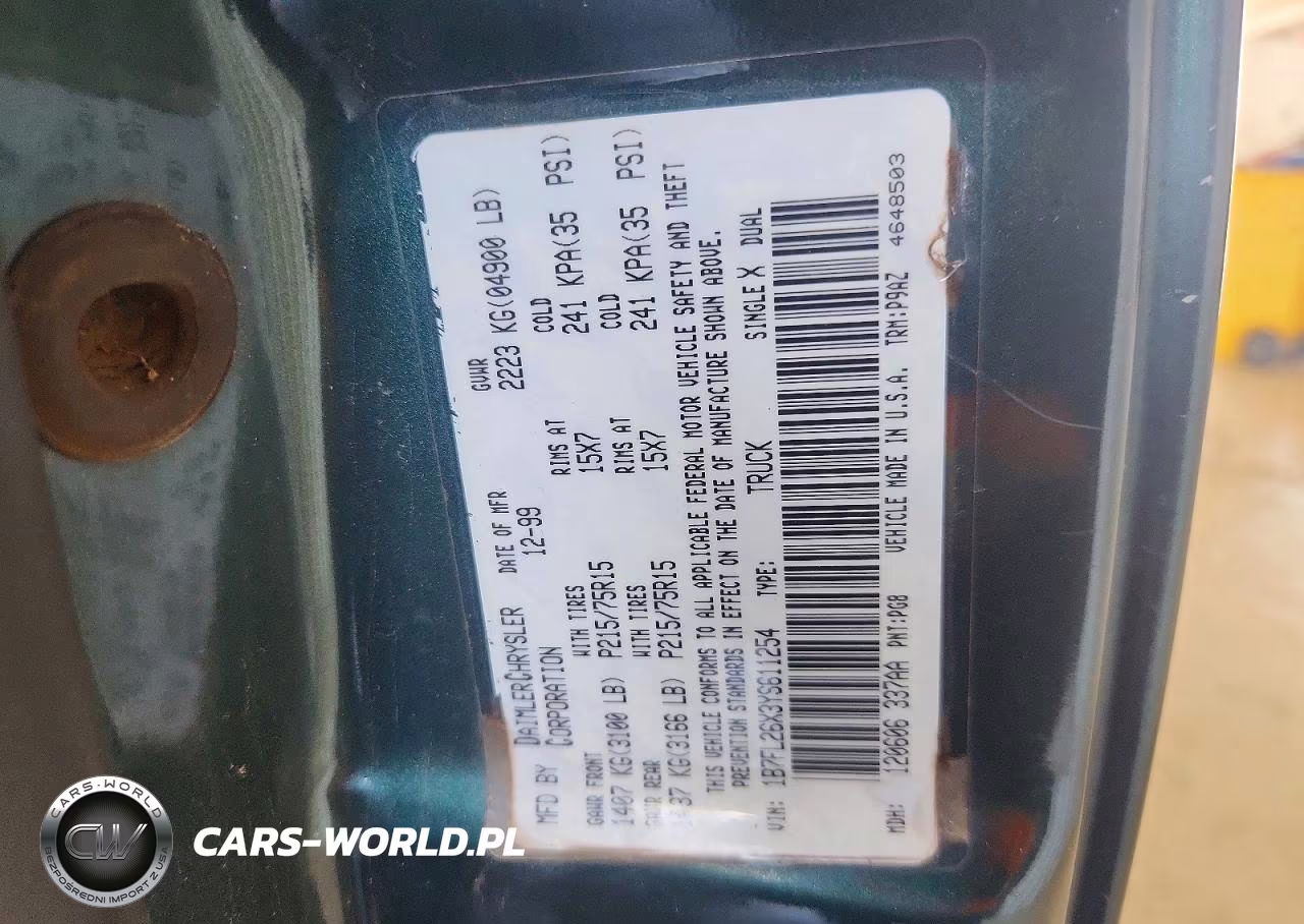 2000 Dodge Dakota VIN:1B7FL26X3YS611254 - 12
