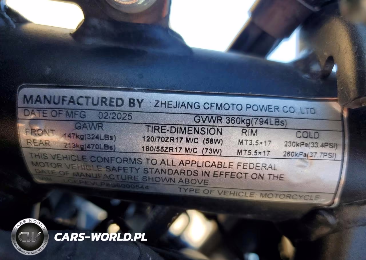 2025 Cf Moto 675Ss VIN:LCEPEVLP8S6000544 - 9