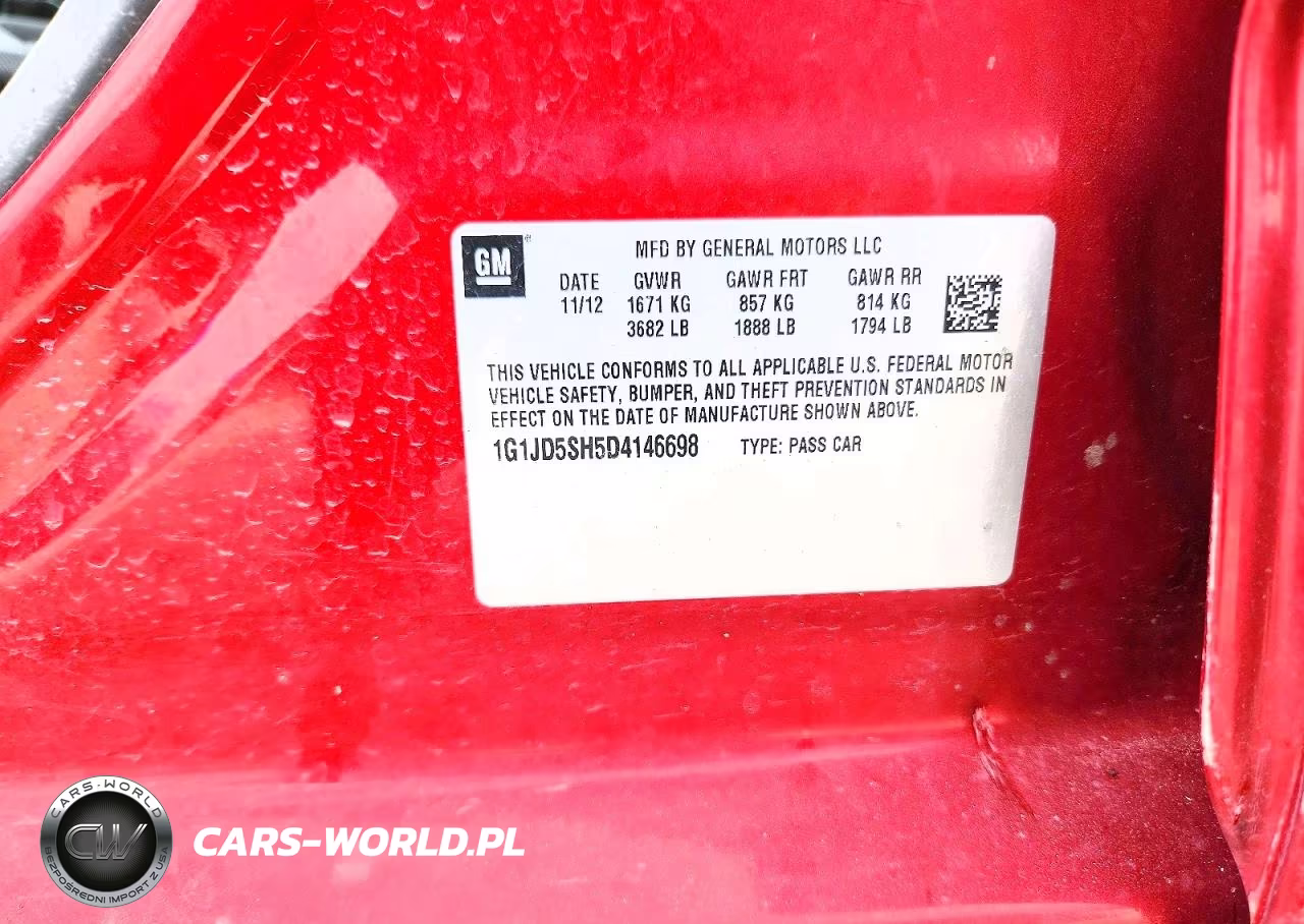 2013 Chevrolet Sonic Lt VIN:1G1JD5SH5D4146698 - 12