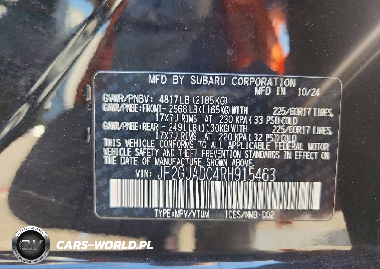 2024 Subaru Crosstrek Premium VIN:JF2GUADC4RH915463 - 14