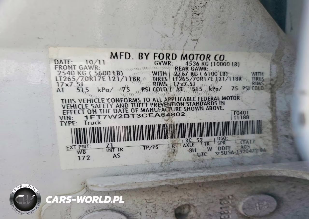 2012 Ford F250 Super Duty VIN:1FT7W2BT3CEA64802 - 13