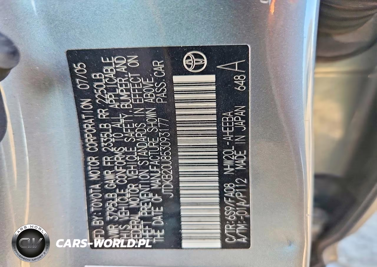 2005 Toyota Prius Base VIN:JTDKB20U853093177 - 13