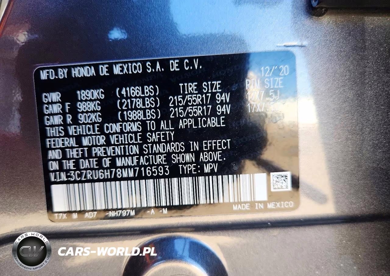 2021 Honda Hr-V Exl VIN:3CZRU6H78MM716593 - 13