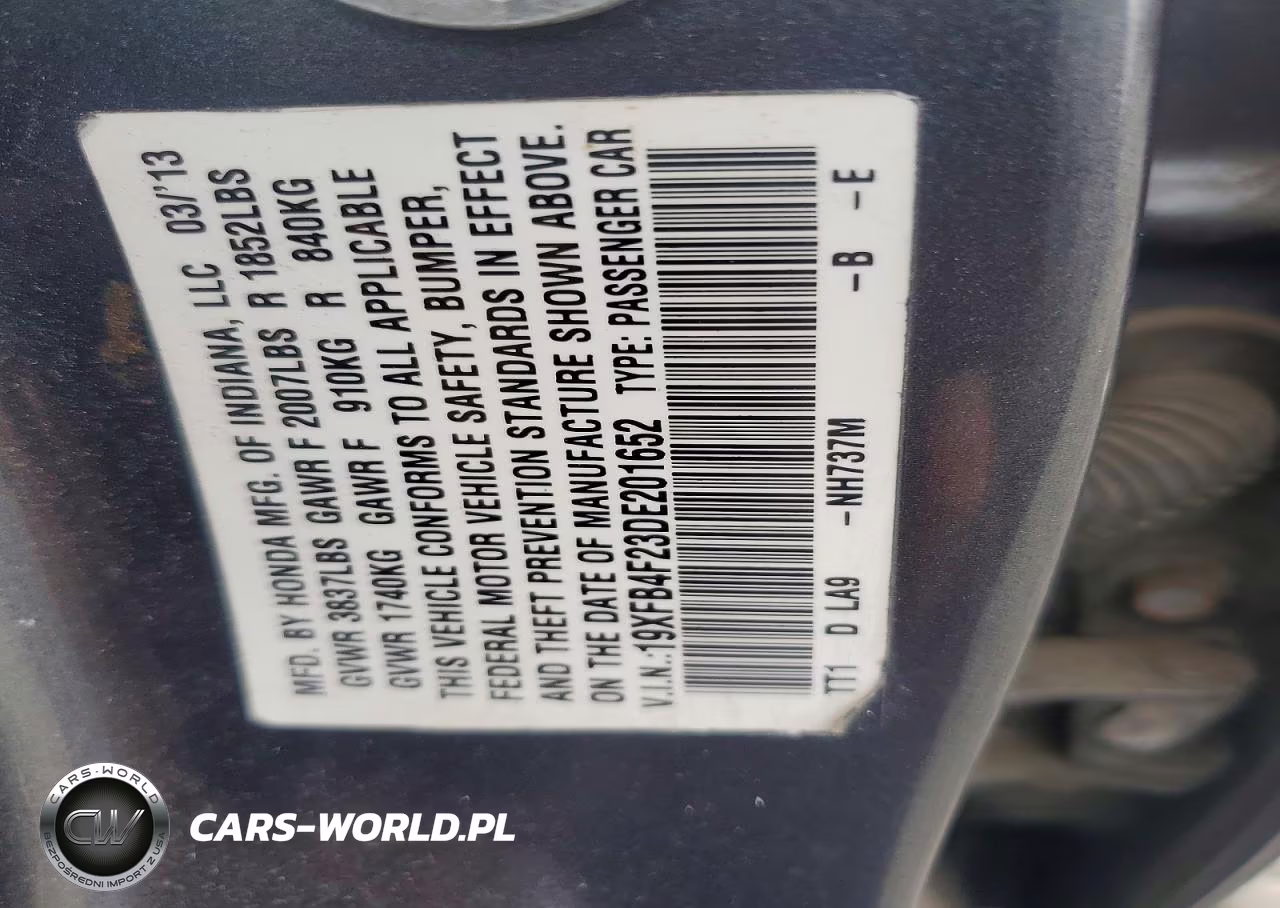 2013 Honda Civic Hybrid VIN:19XFB4F23DE201652 - 12