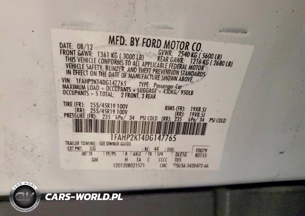 2013 Ford Taurus Sho VIN:1FAHP2KT4DG147765 - 12