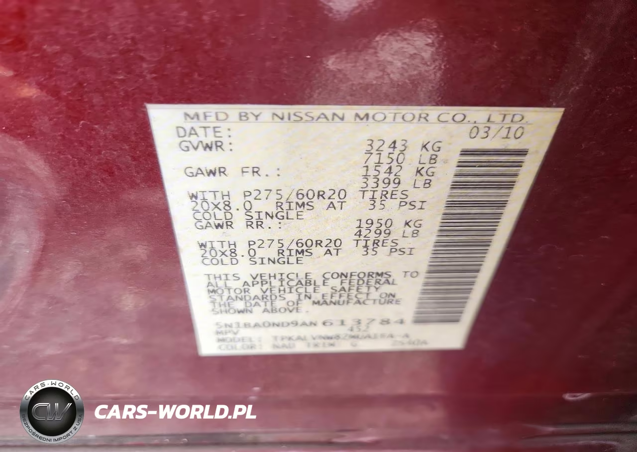 2010 Nissan Armada Se VIN:5N1BA0ND9AN613784 - 13