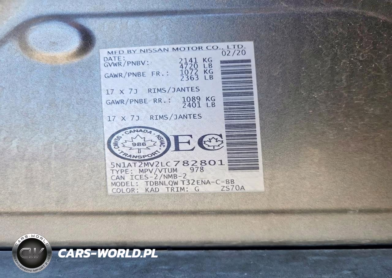 2020 Nissan Rogue S VIN:5N1AT2MV2LC782801 - 12