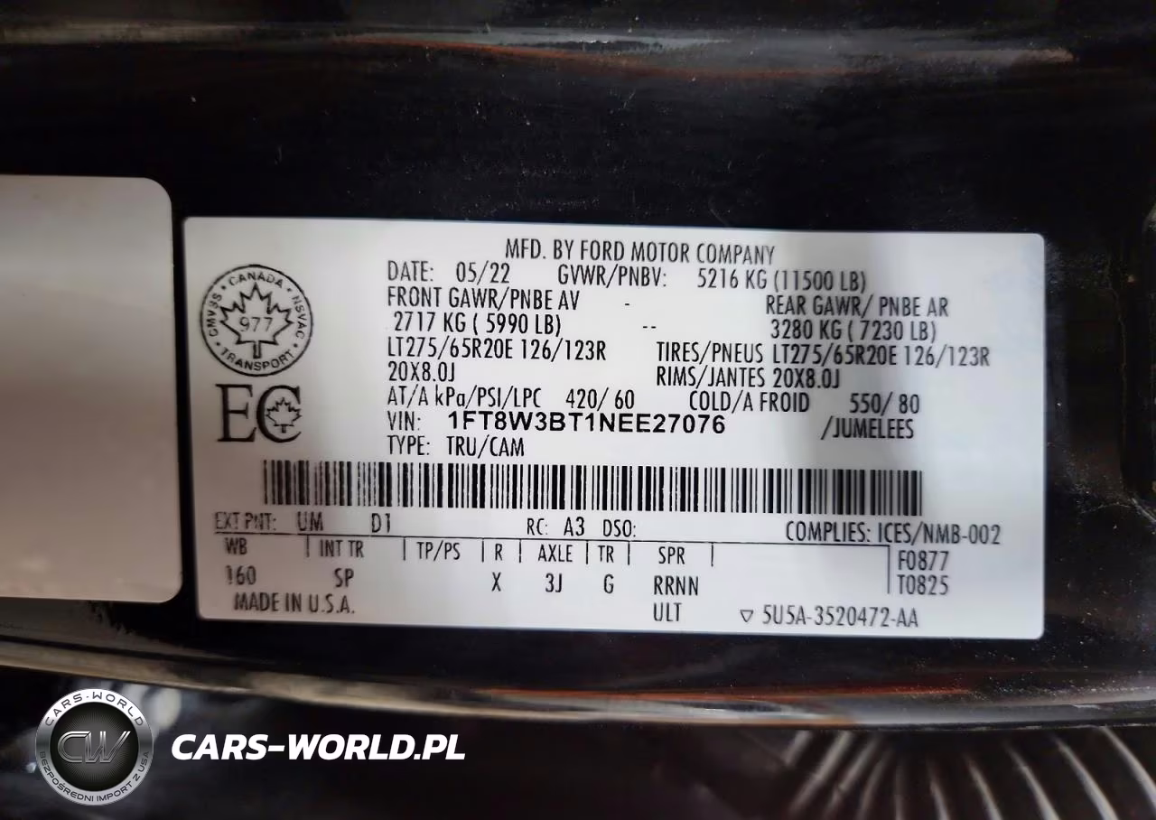2022 Ford F350 Super Duty VIN:1FT8W3BT1NEE27076 - 12