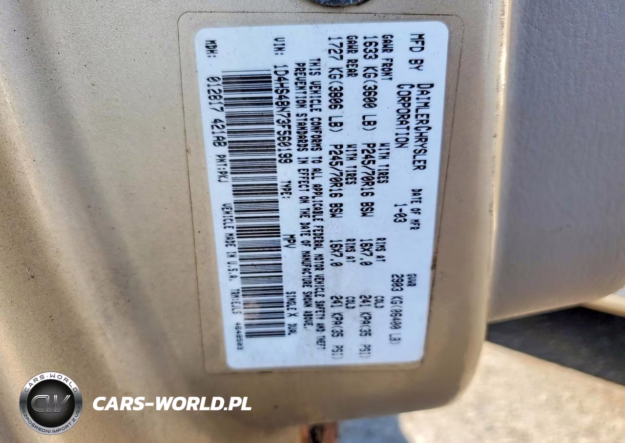 2003 Dodge Durango Slt VIN:1D4HS48N73F560199 - 13
