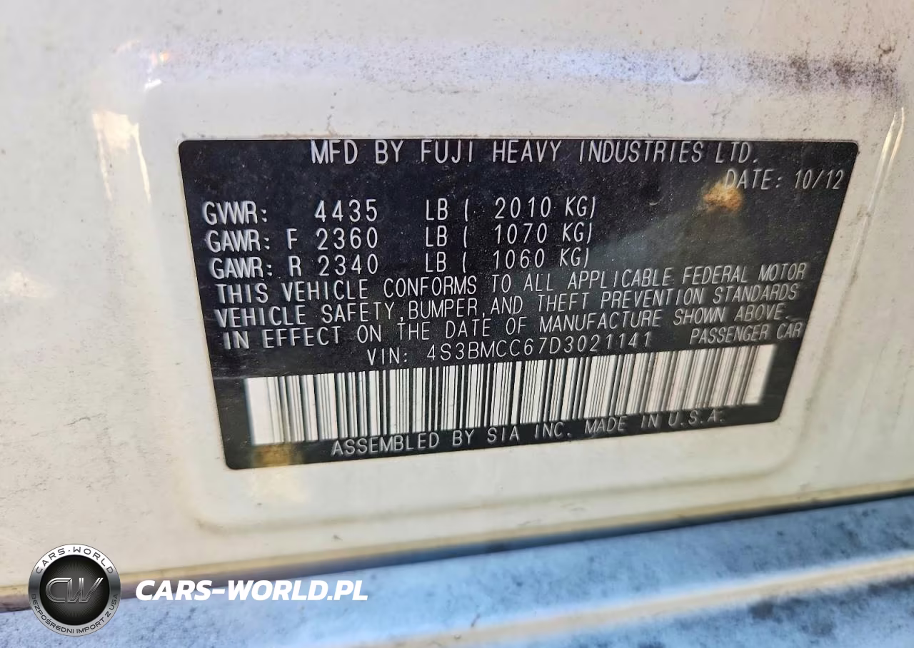 2013 Subaru Legacy 2.5I Premium VIN:4S3BMCC67D3021141 - 12