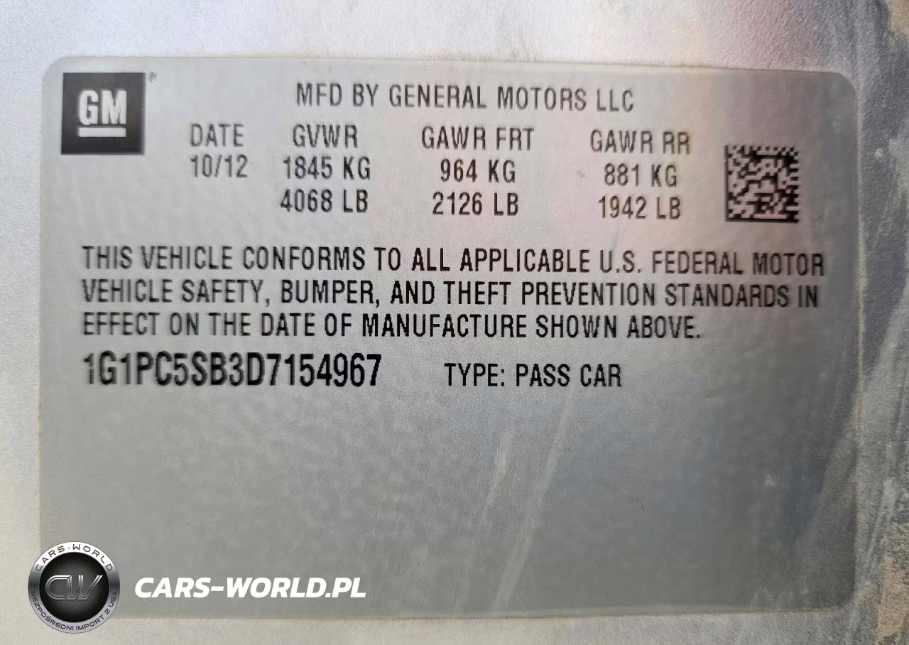 2013 Chevrolet Cruze Lt VIN:1G1PC5SB3D7154967 - 13
