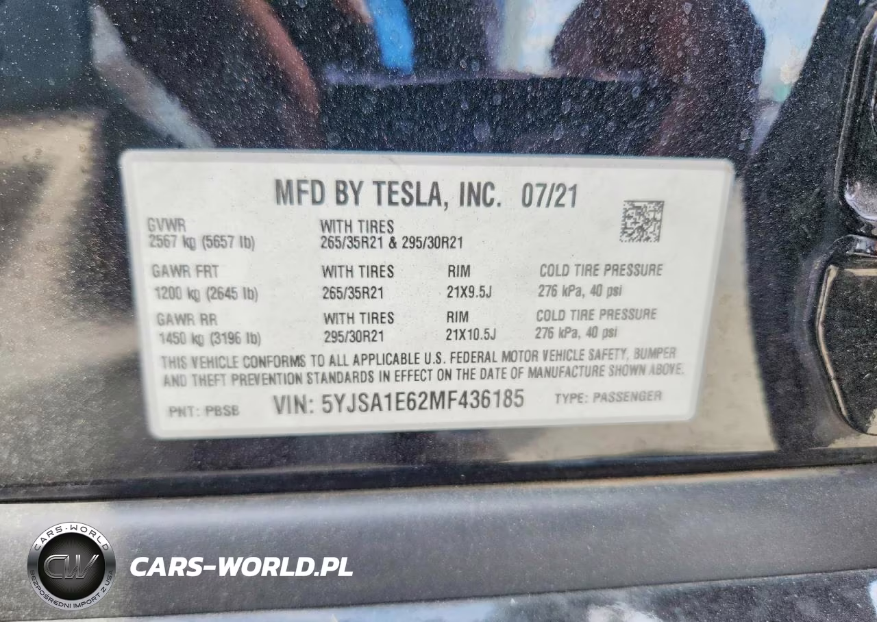 2021 Tesla Model S VIN:5YJSA1E62MF436185 - 13