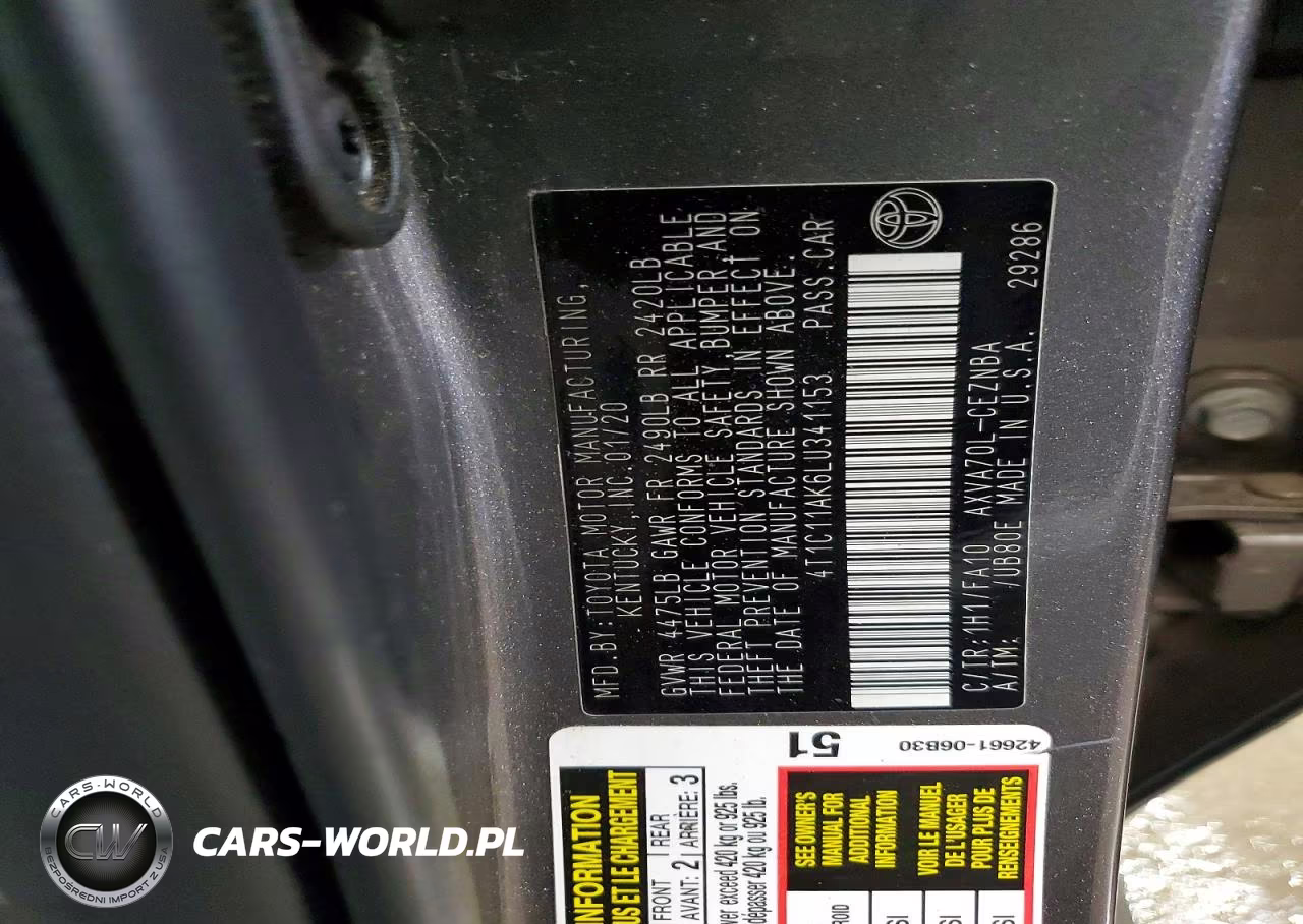 2020 Toyota Camry Le VIN:4T1C11AK6LU341153 - 13