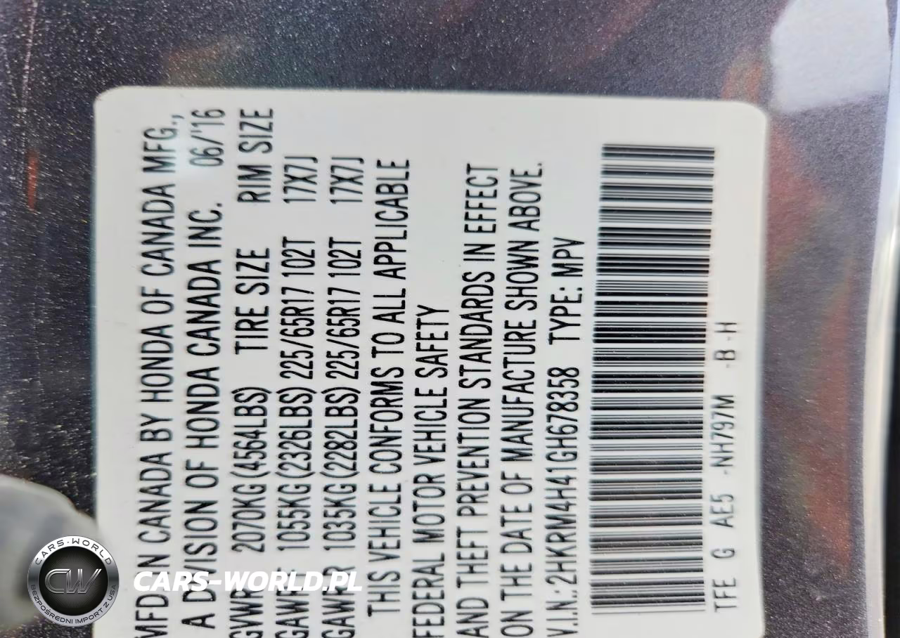 2016 Honda Cr-V Se VIN:2HKRM4H41GH678358 - 12
