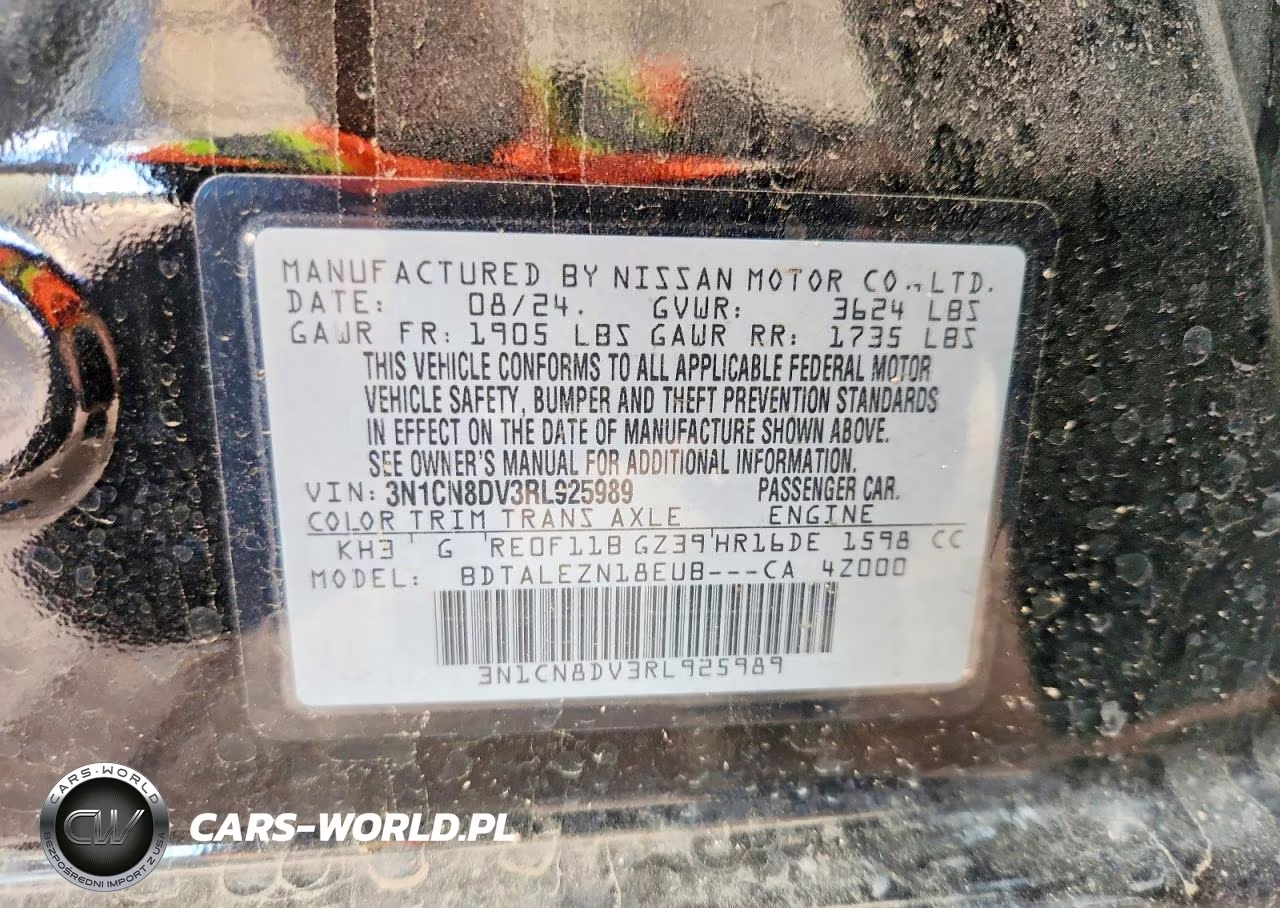 2024 Nissan Versa S VIN:3N1CN8DV3RL925989 - 13