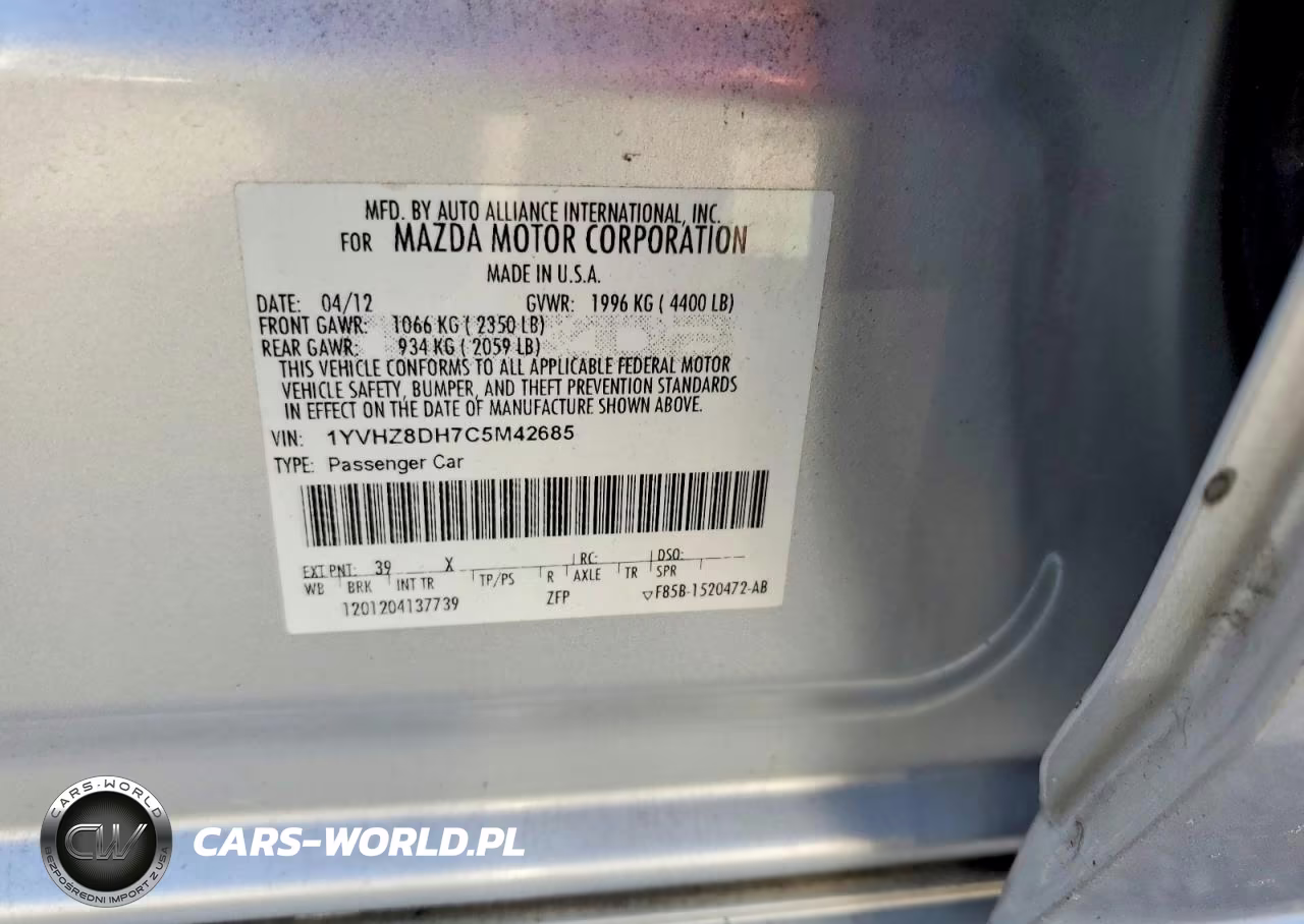 2012 Mazda 6 I VIN:1YVHZ8DH7C5M42685 - 13