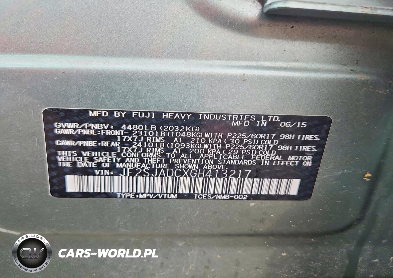 2016 Subaru Forester 2.5I Premium VIN:JF2SJADCXGH413217 - 12