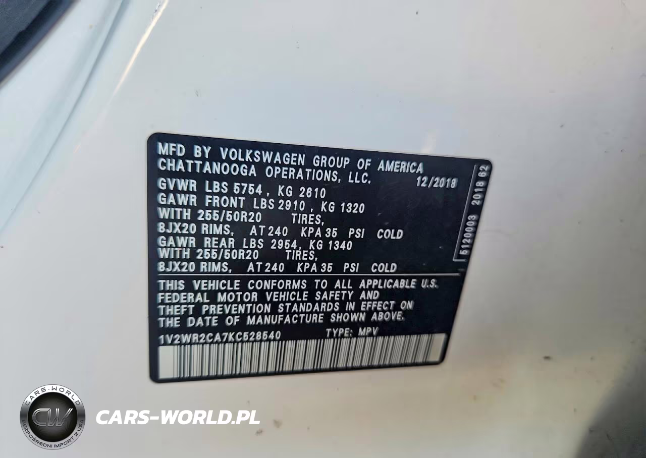 2019 Volkswagen Atlas Se VIN:1V2WR2CA7KC528540 - 12