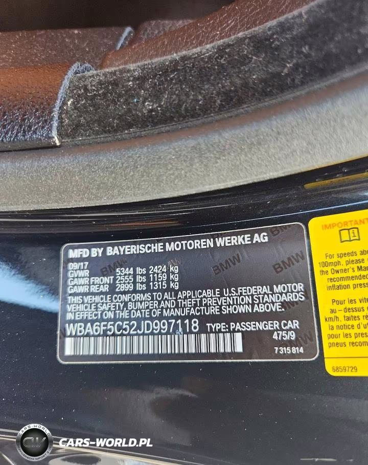 2018 BMW 650 I VIN:WBA6F5C52JD997118 - 12