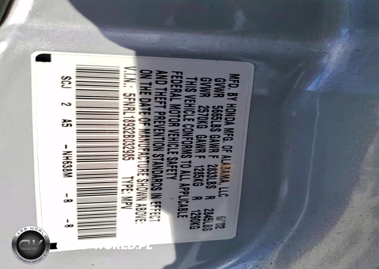 2002 Honda Odyssey Exl VIN:5FNRL18932B032985 - 13