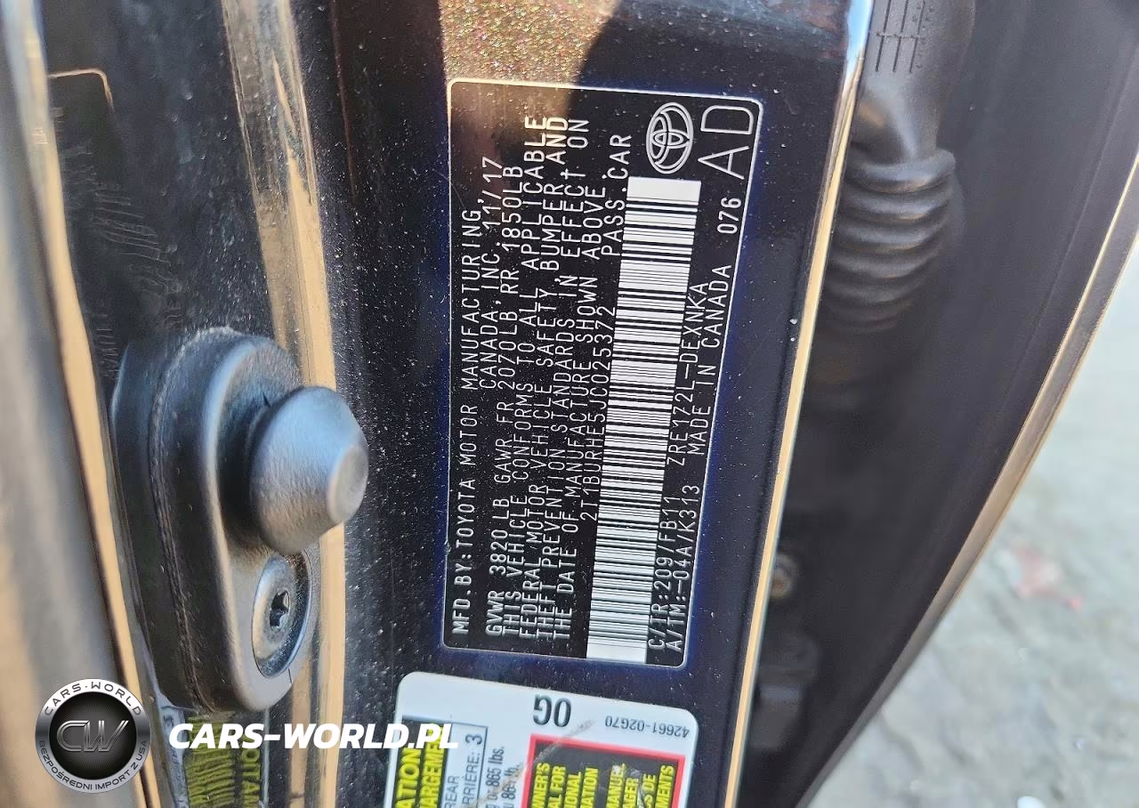 2018 Toyota Corolla Le VIN:2T1BURHE5JC025372 - 12