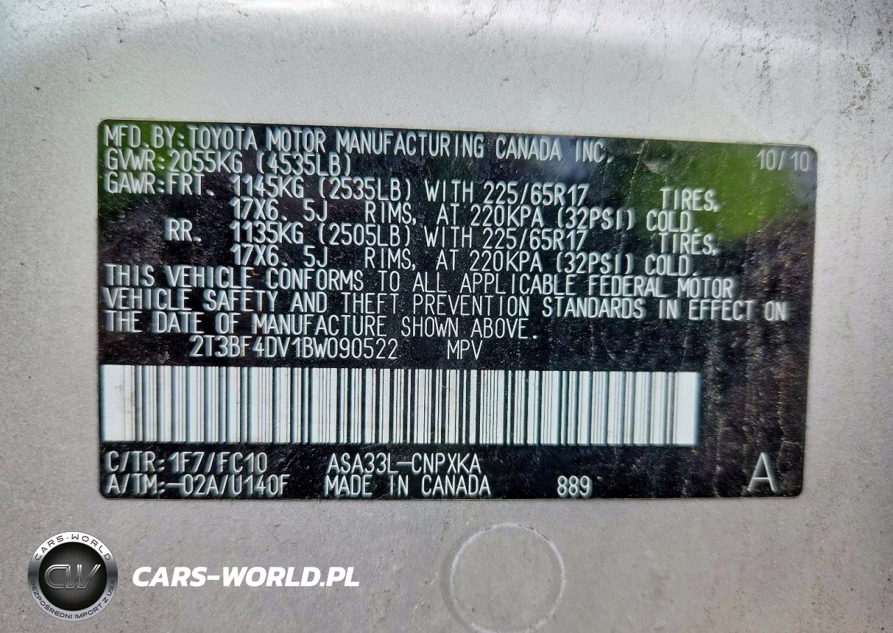 2011 Toyota Rav4 Base VIN:2T3BF4DV1BW090522 - 14