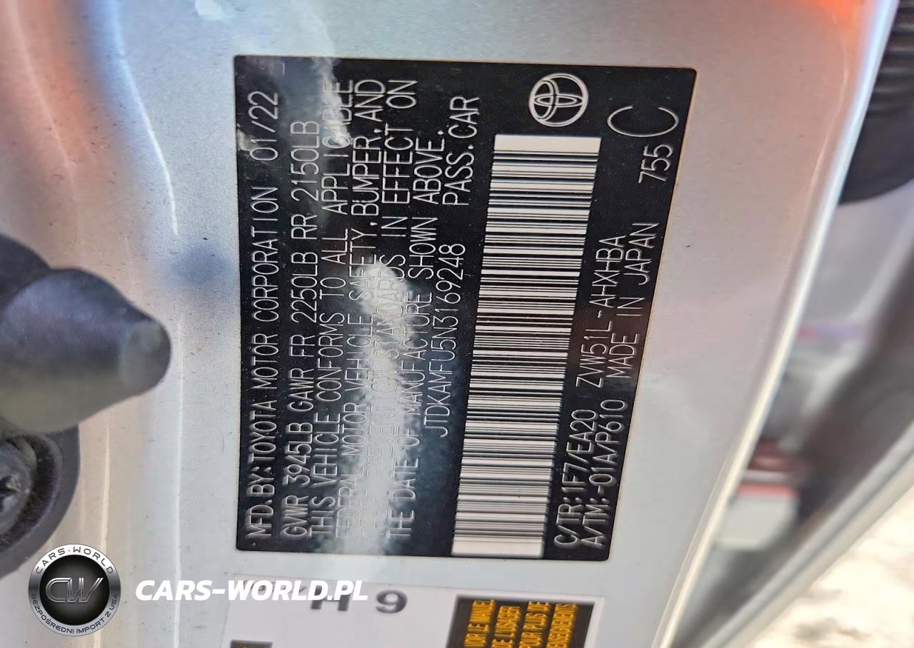 TOYOTA PRIUS NIGH VIN:JTDKAMFU5N3169248 - 12