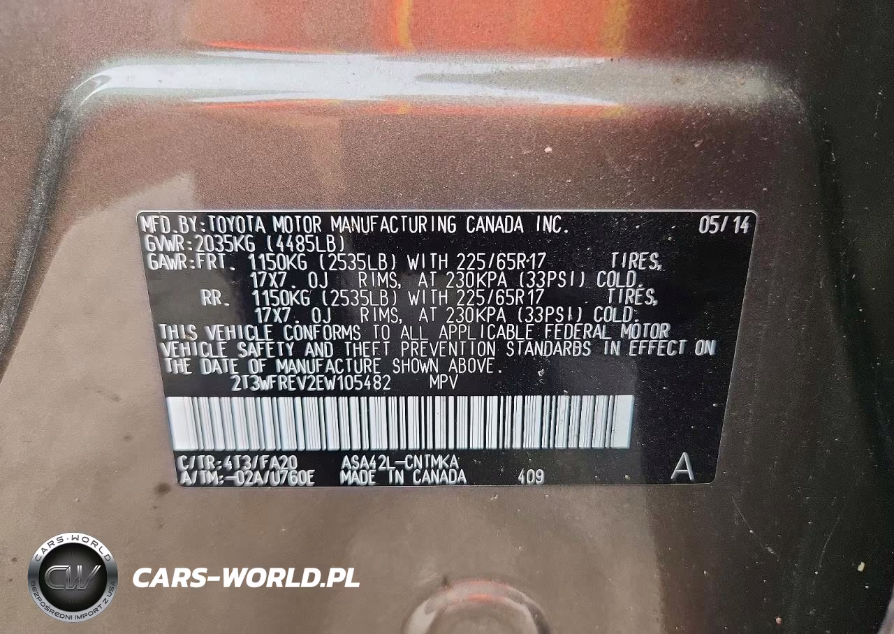 2014 Toyota Rav4 Xle VIN:2T3WFREV2EW105482 - 13