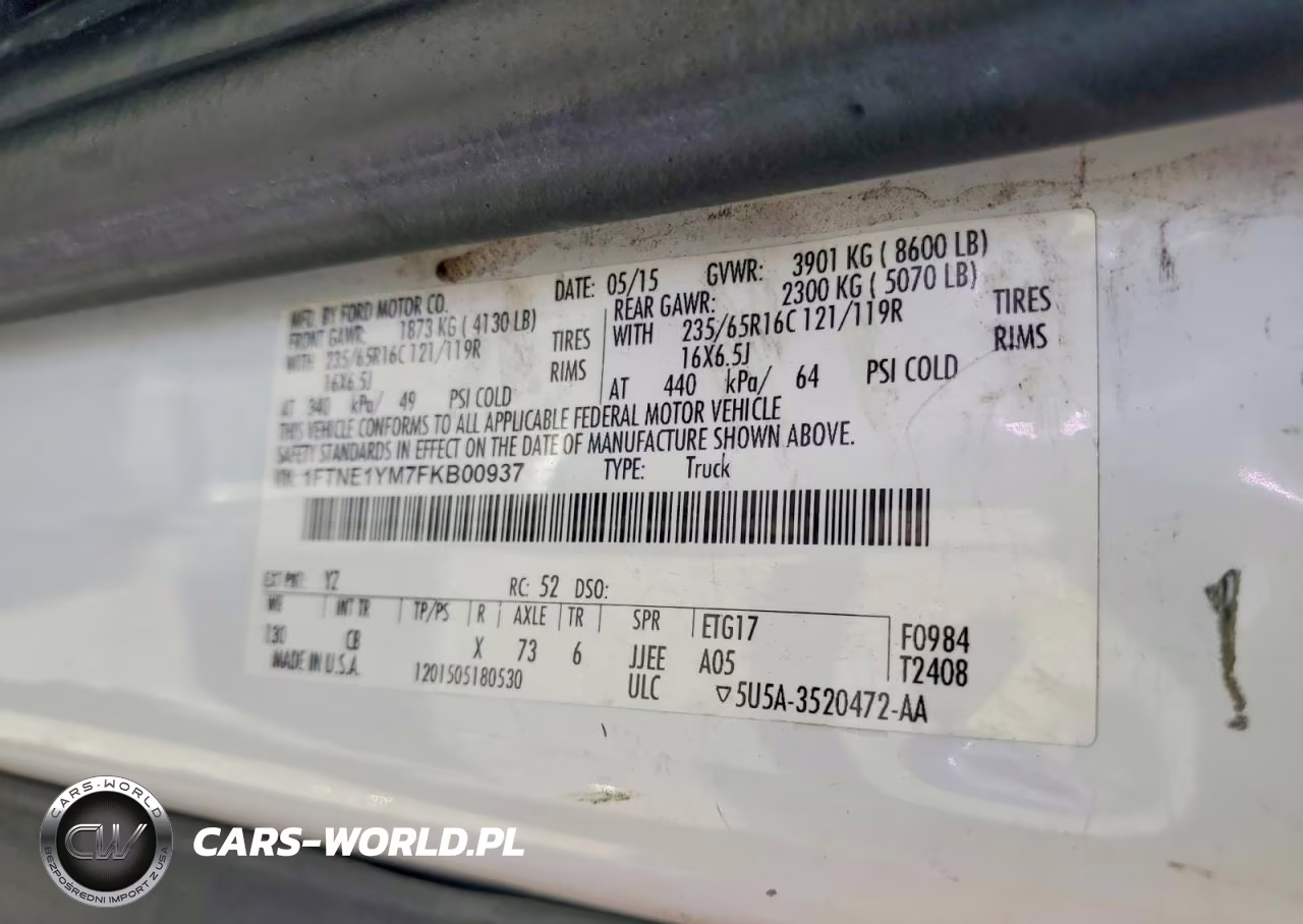 2015 Ford Transit T-150 VIN:1FTNE1YM7FKB00937 - 13