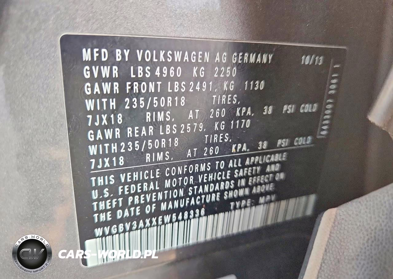 2014 Volkswagen Tiguan S VIN:WVGBV3AXXEW548336 - 14
