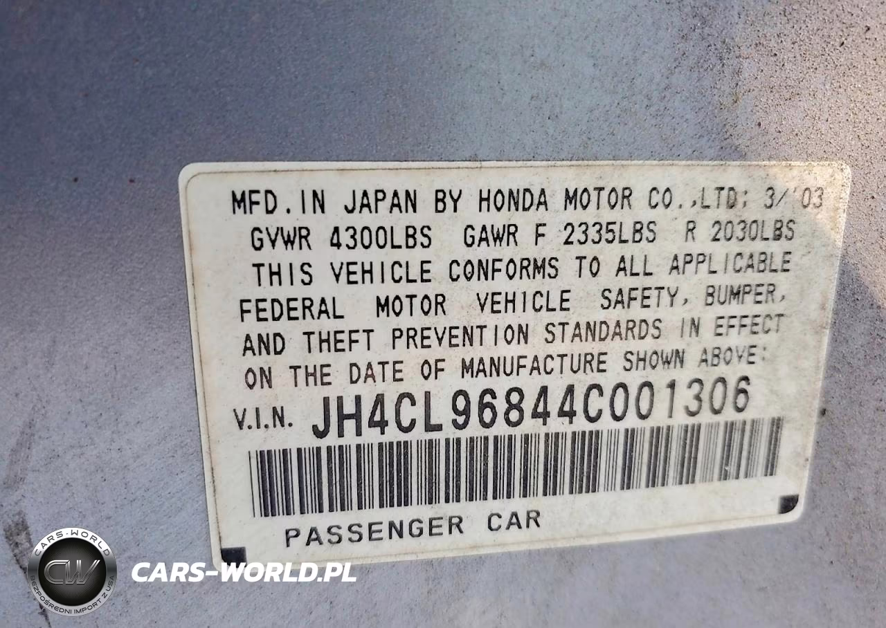 2004 Acura Tsx VIN:JH4CL96844C001306 - 13