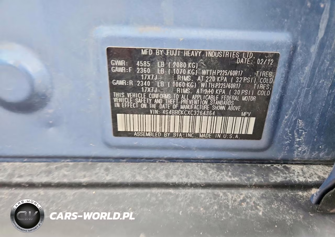 2012 Subaru Outback 2.5I Limited VIN:4S4BRCKCXC3264364 - 13