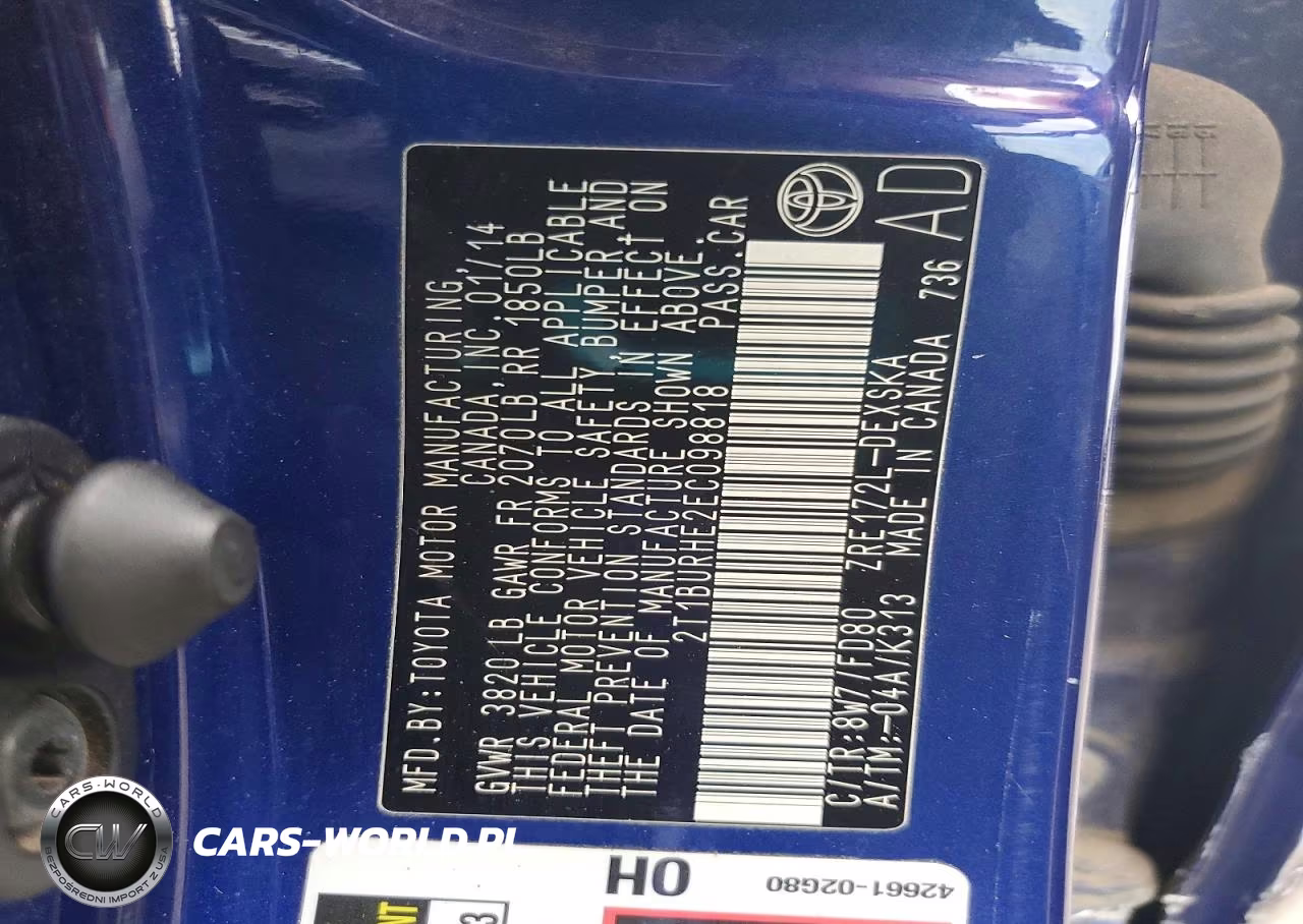 2014 Toyota Corolla S Plus VIN:2T1BURHE2EC098818 - 12