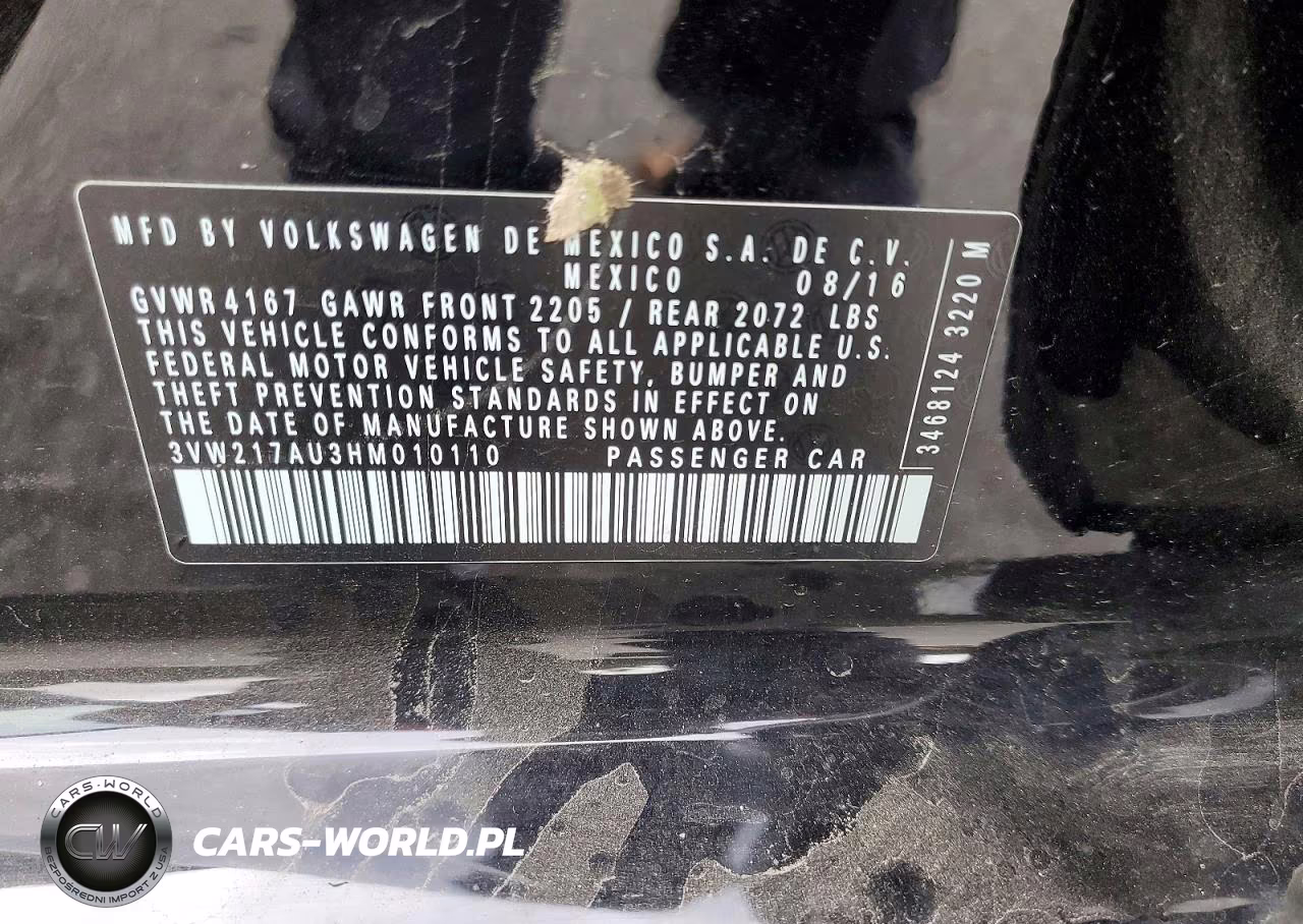 2017 Volkswagen Golf S VIN:3VW217AU3HM010110 - 13