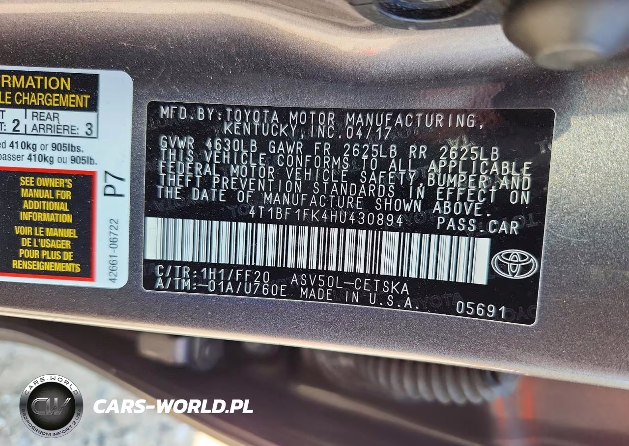 2017 Toyota Camry Se VIN:4T1BF1FK4HU430894 - 13
