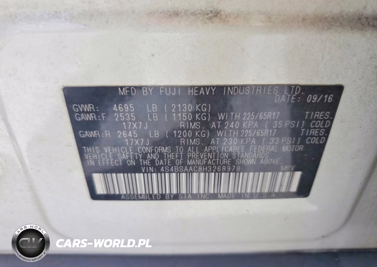 2017 Subaru Outback 2.5I VIN:4S4BSAAC8H3268978 - 13