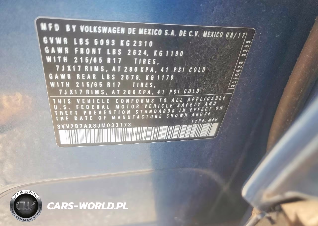 2018 Volkswagen Tiguan Se VIN:3VV2B7AX8JM033173 - 12