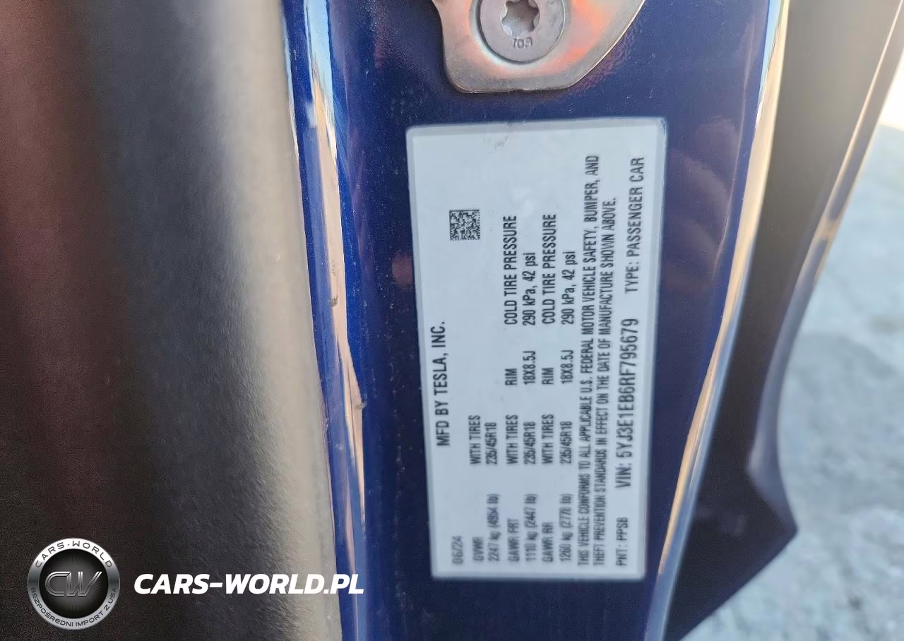 2024 Tesla Model 3 VIN:5YJ3E1EB6RF795679 - 12