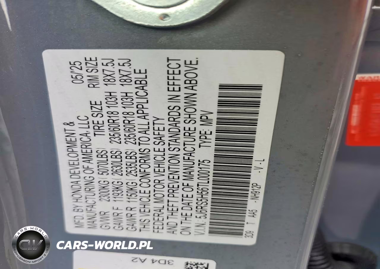 2026 Honda Cr-V Sport VIN:5J6RS5H56TL000175 - 13