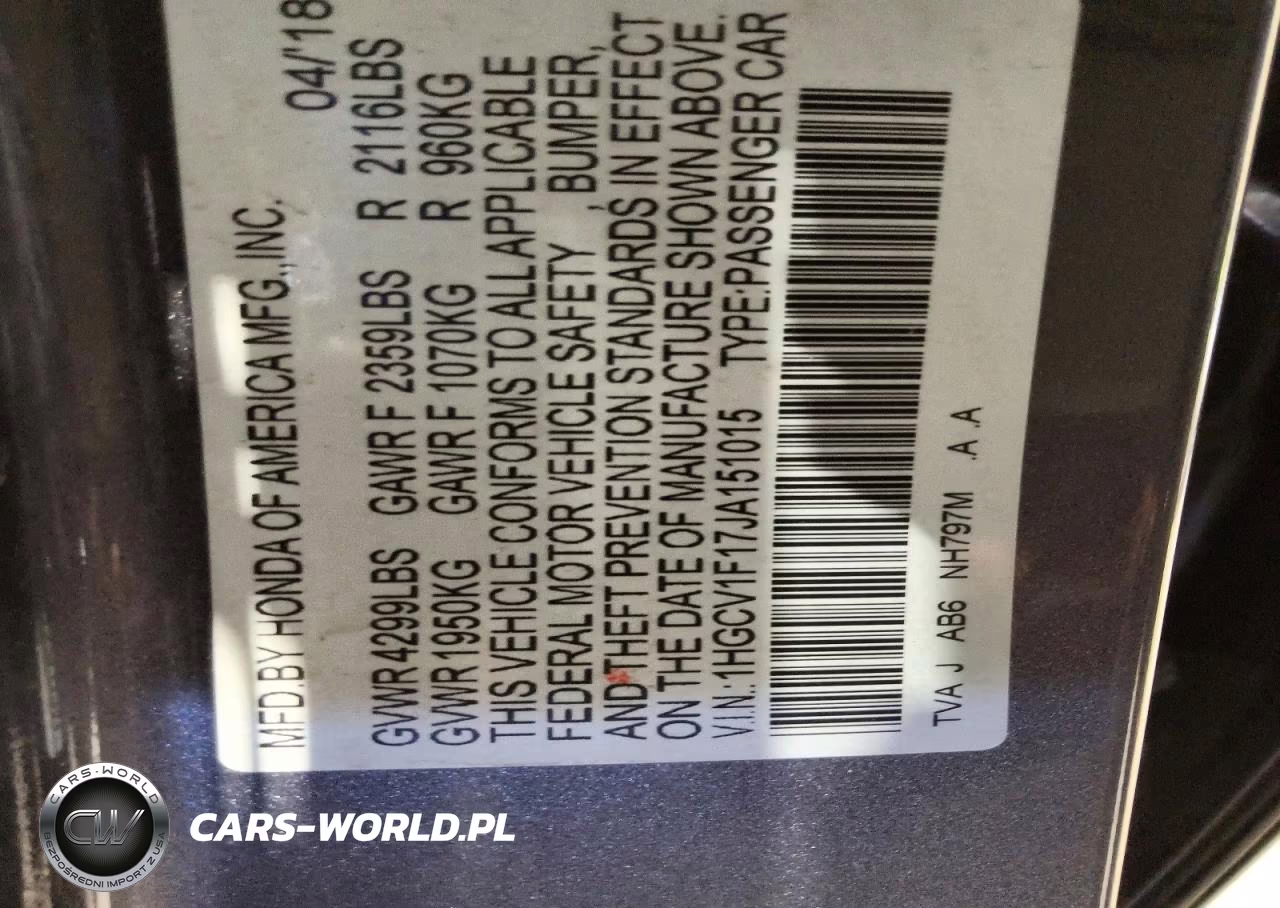 2018 Honda Accord Lx VIN:1HGCV1F17JA151015 - 12