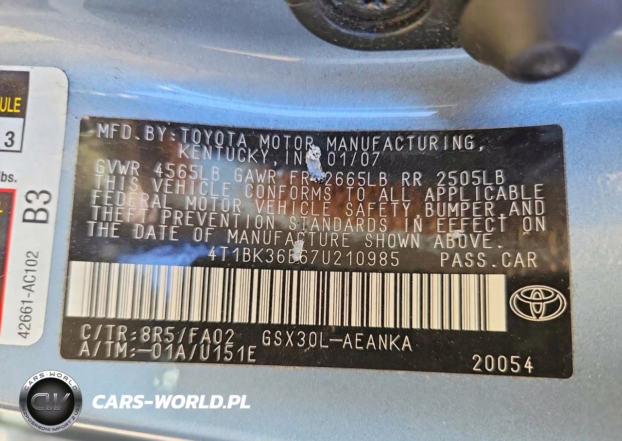 2007 Toyota Avalon Xl VIN:4T1BK36B67U210985 - 12