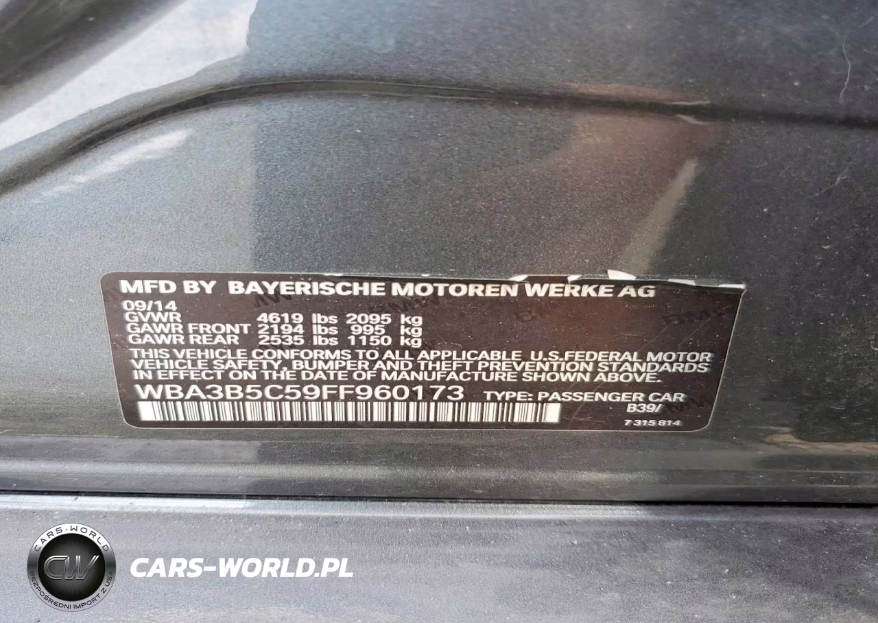 2015 BMW 328 Xi Sulev VIN:WBA3B5C59FF960173 - 12