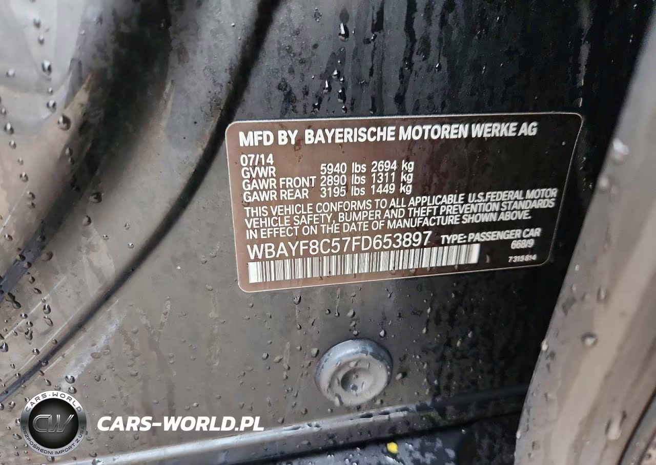 2015 BMW 750 Lxi VIN:WBAYF8C57FD653897 - 12