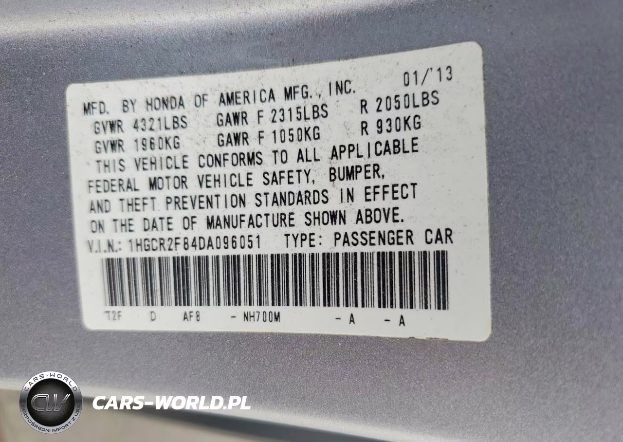 2013 Honda Accord Exl VIN:1HGCR2F84DA096051 - 12