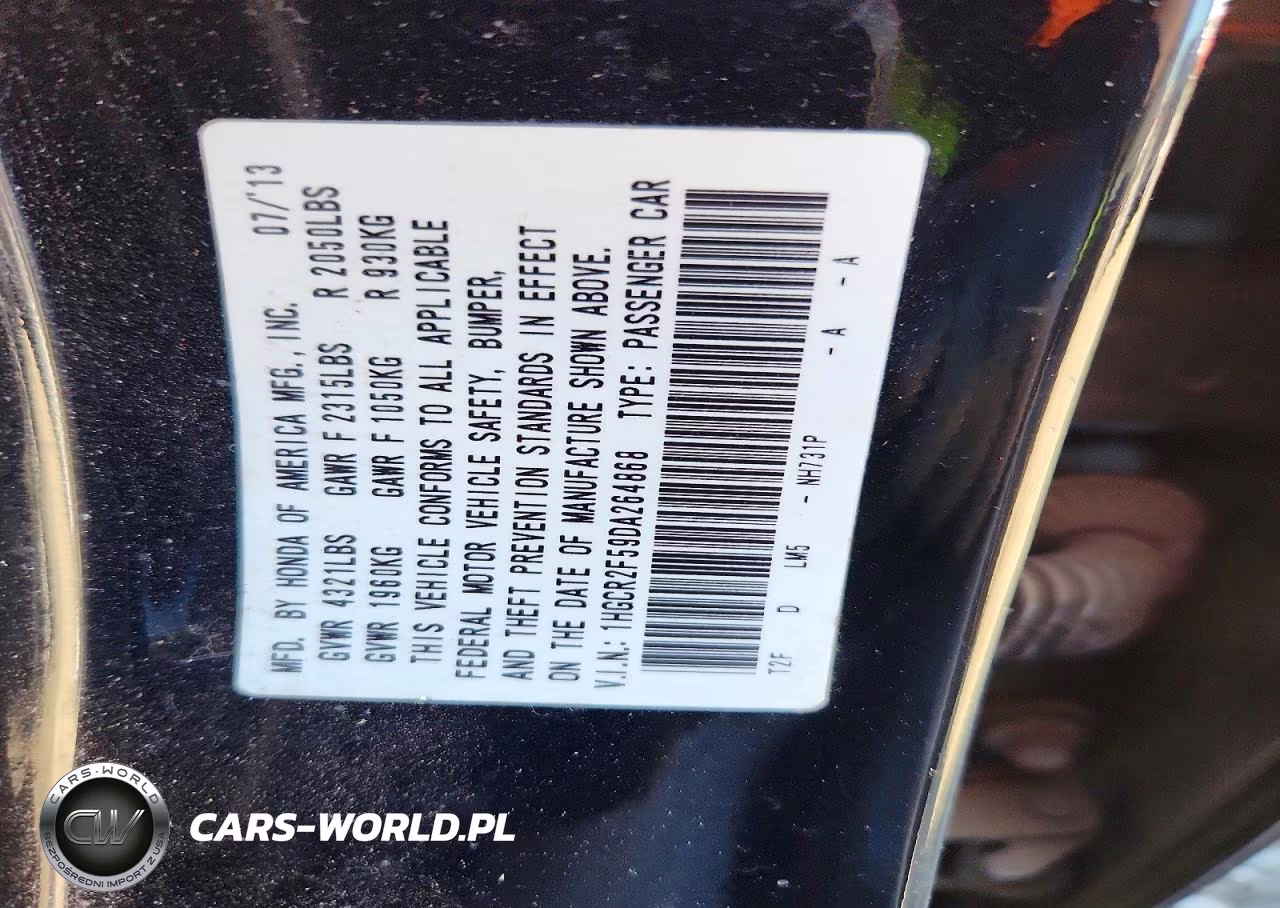 2013 Honda Accord Sport VIN:1HGCR2F59DA264868 - 12