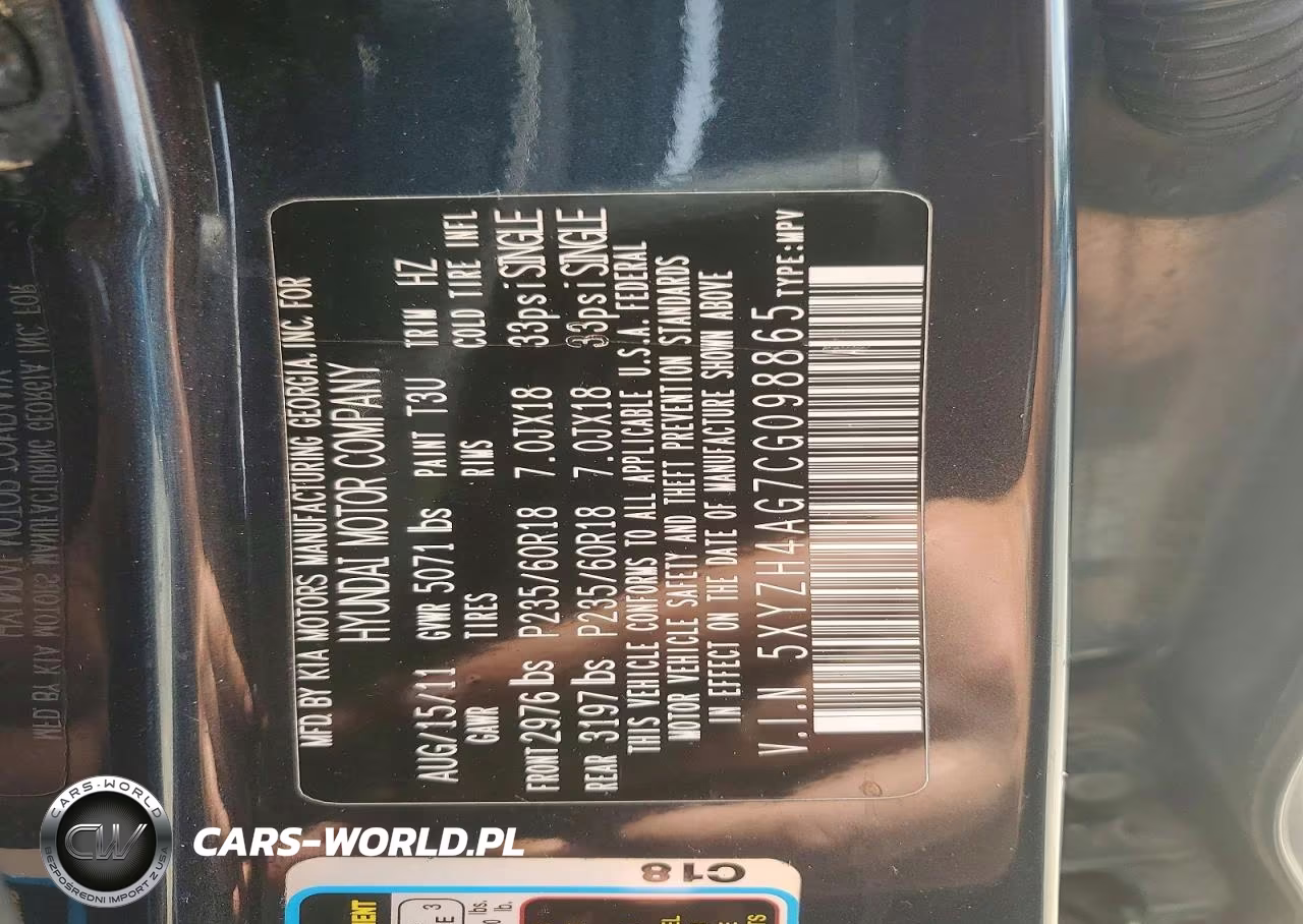 2012 Hyundai Santa Fe Se VIN:5XYZH4AG7CG098865 - 13