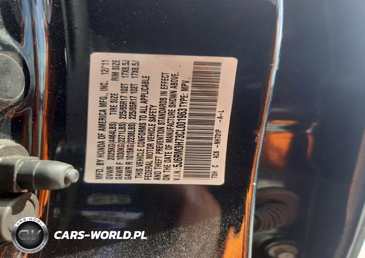 2012 Honda Cr-V Exl VIN:5J6RM3H73CL001963 - 13