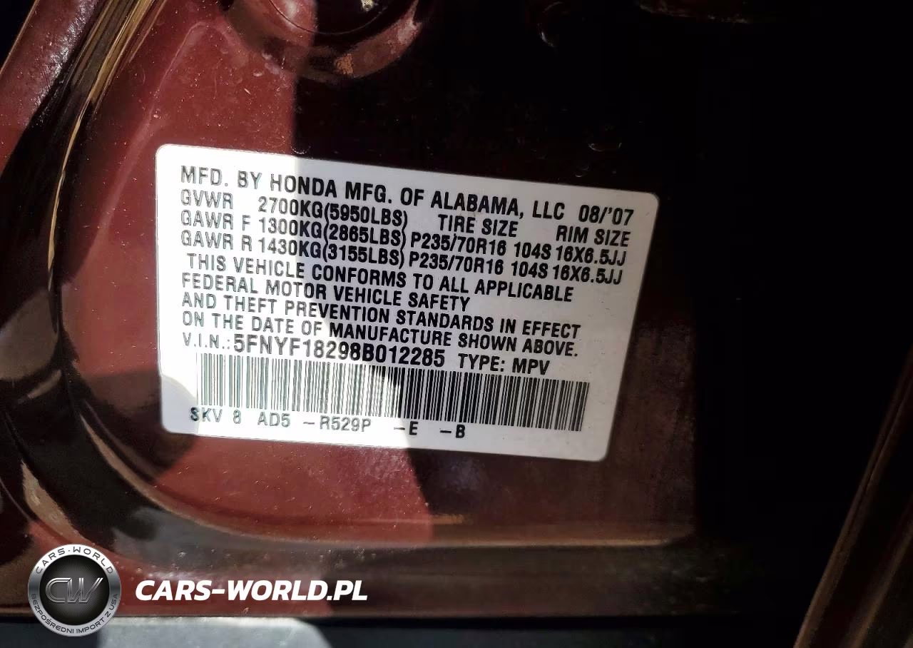 2008 Honda Pilot Vp VIN:5FNYF18298B012285 - 14